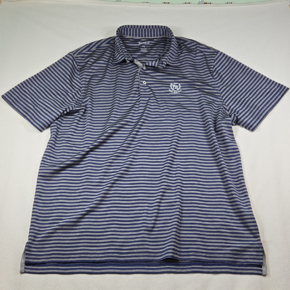 Johnnie O Striped Blue Golf Pickle Ball Polo Shirt